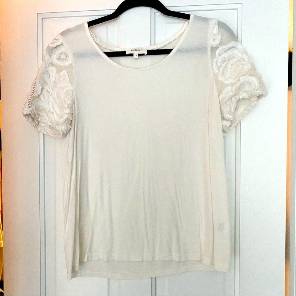 Bohme Embroidered Sleeve Womens White Shirt